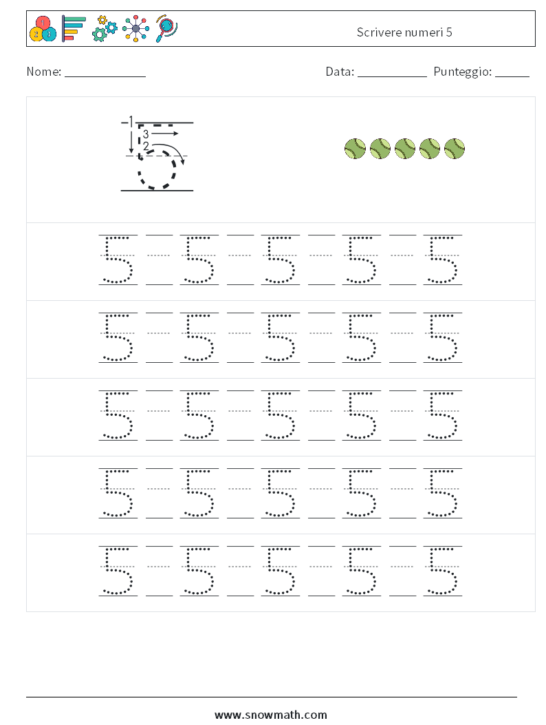 Scrivere numeri 5 Fogli di lavoro di matematica 21