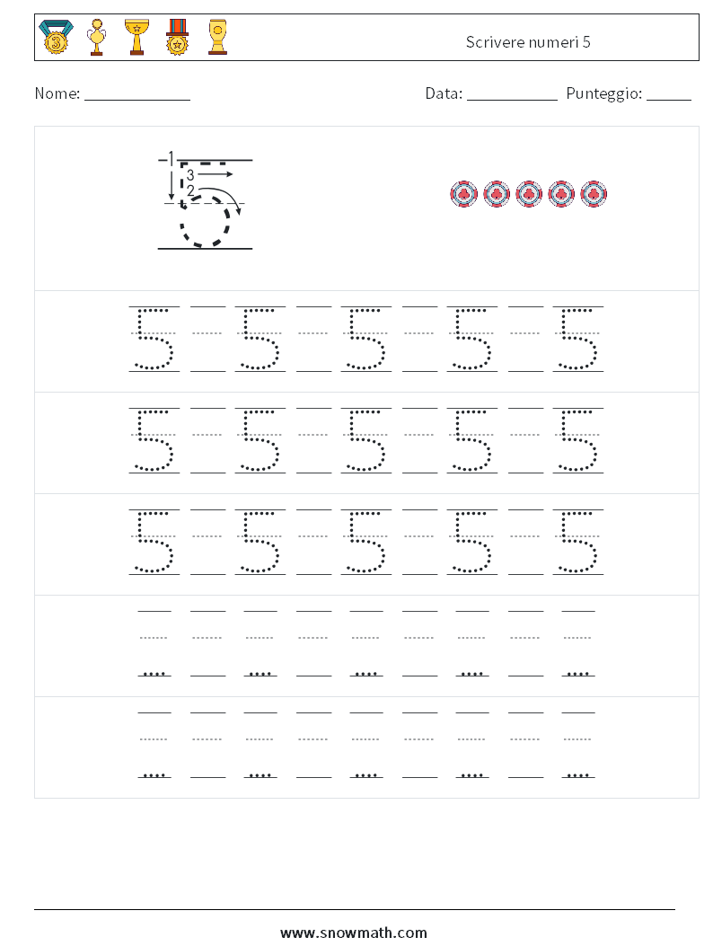 Scrivere numeri 5 Fogli di lavoro di matematica 23