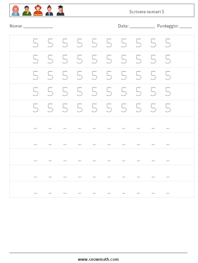 Scrivere numeri 5 Fogli di lavoro di matematica 4