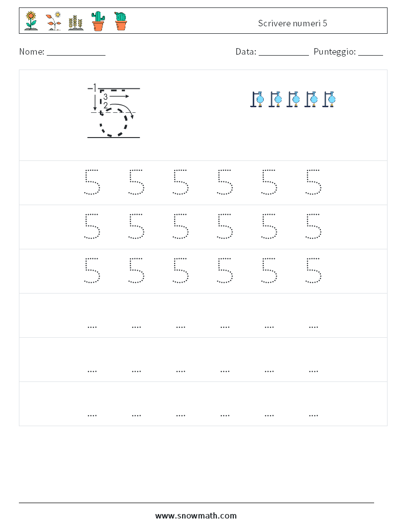 Scrivere numeri 5 Fogli di lavoro di matematica 7