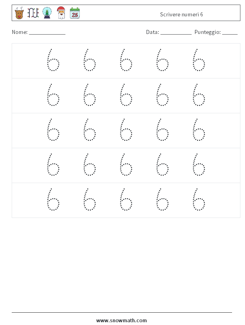 Scrivere numeri 6 Fogli di lavoro di matematica 10