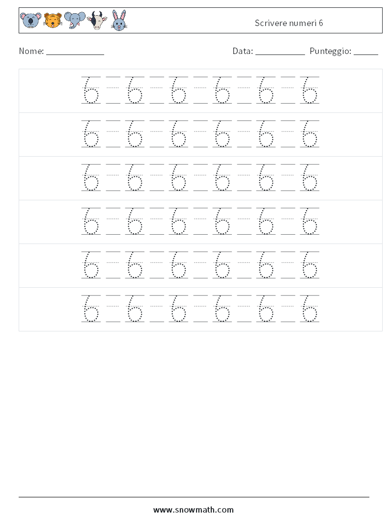 Scrivere numeri 6 Fogli di lavoro di matematica 18