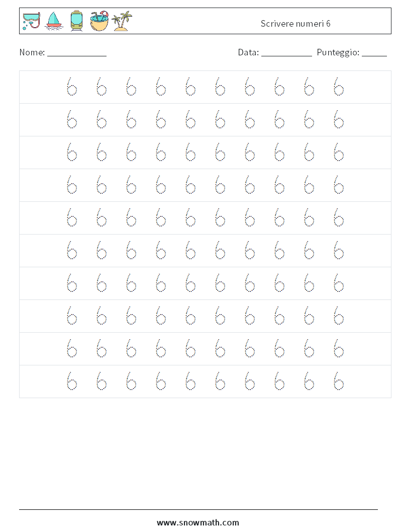 Scrivere numeri 6 Fogli di lavoro di matematica 2