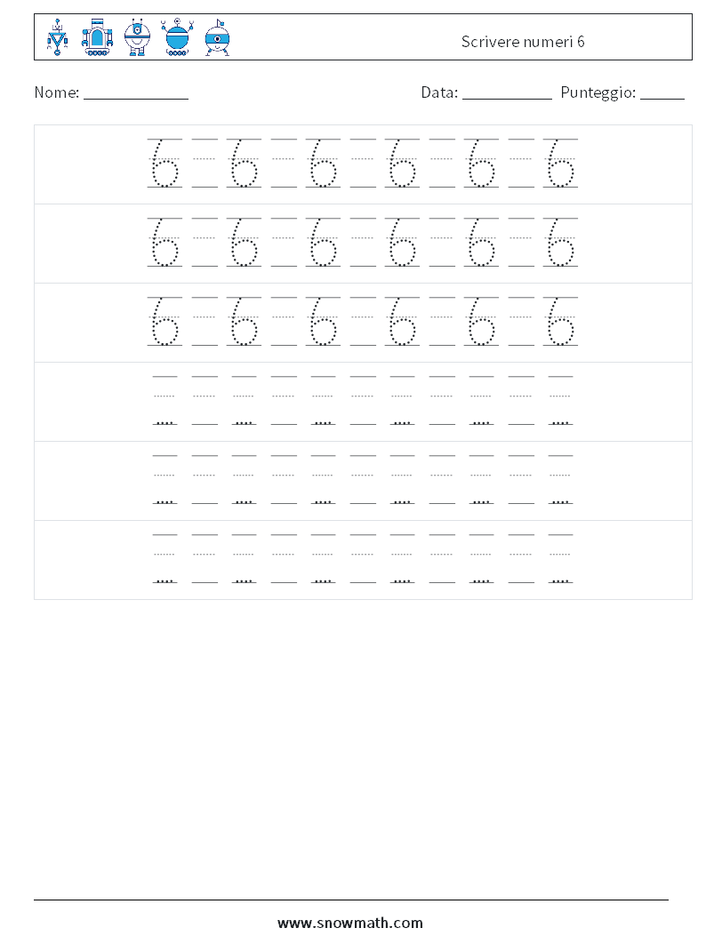 Scrivere numeri 6 Fogli di lavoro di matematica 20