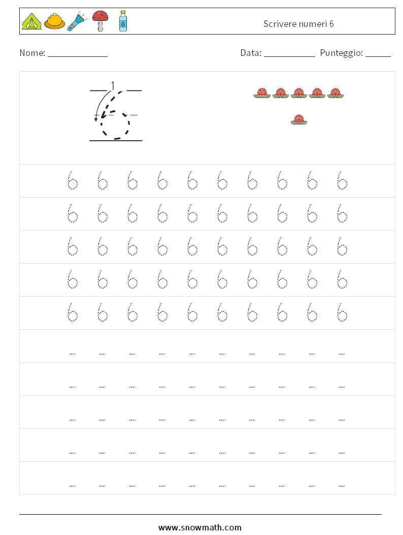 Scrivere numeri 6 Fogli di lavoro di matematica 3