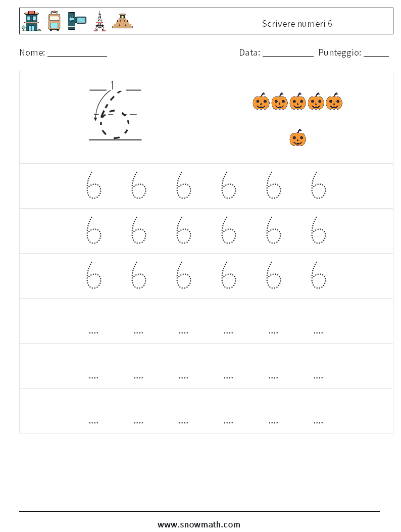 Scrivere numeri 6 Fogli di lavoro di matematica 7