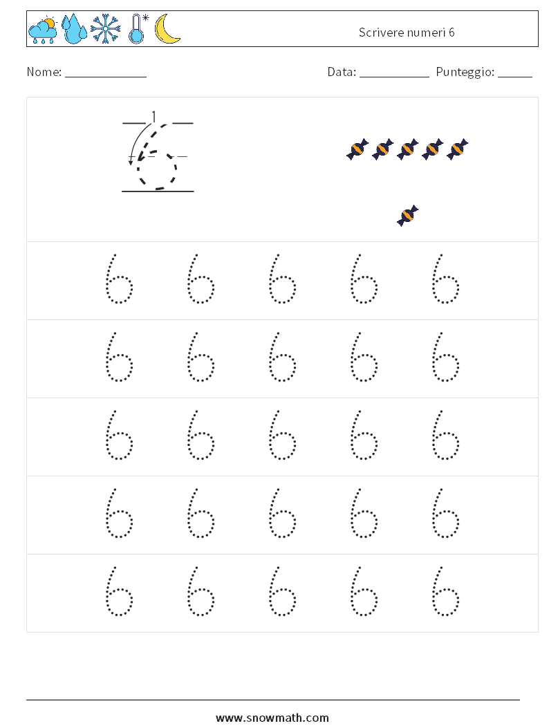 Scrivere numeri 6 Fogli di lavoro di matematica 9