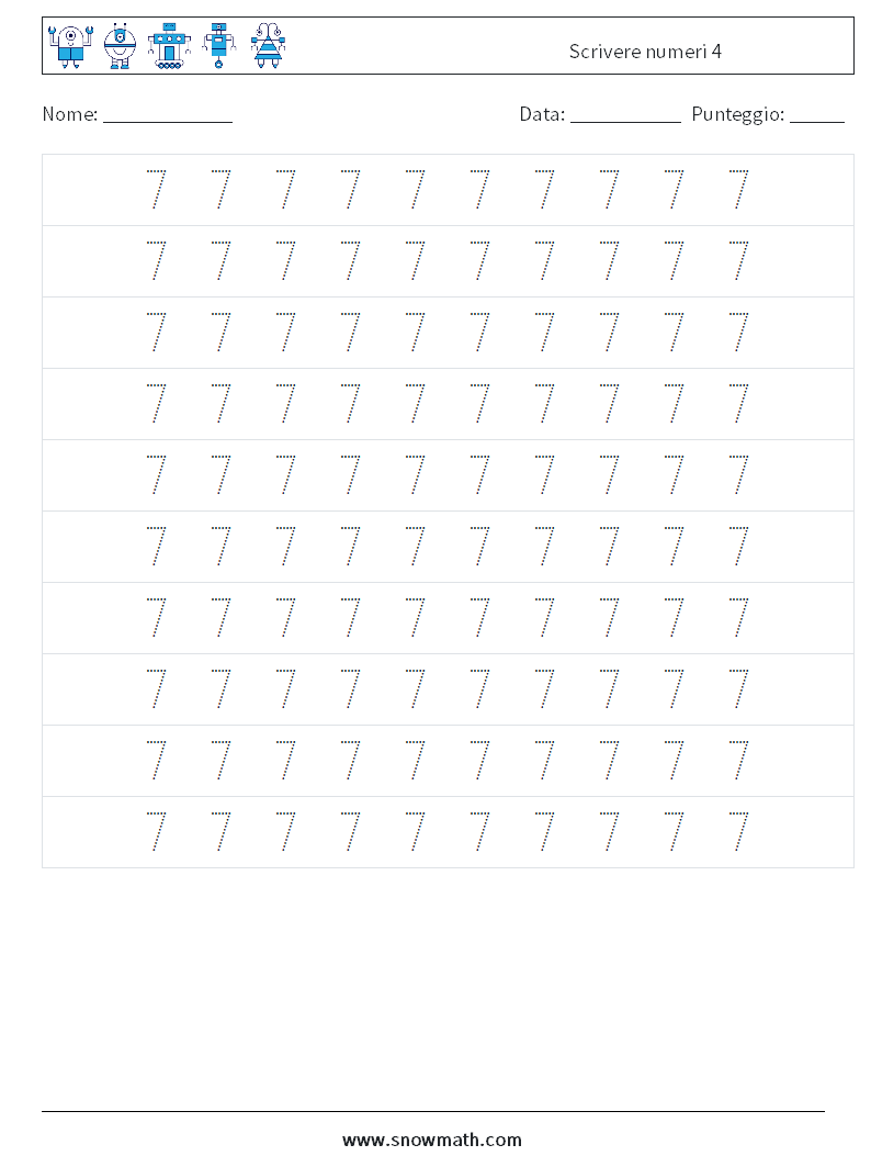 Scrivere numeri 4 Fogli di lavoro di matematica 2