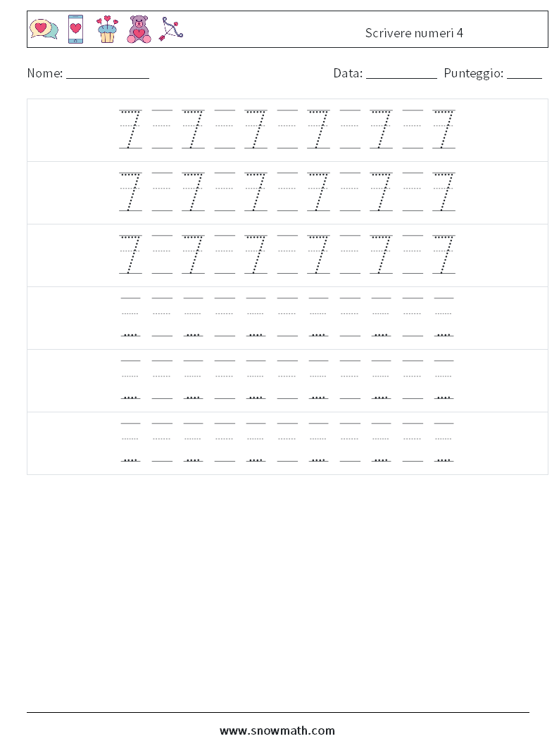 Scrivere numeri 4 Fogli di lavoro di matematica 20