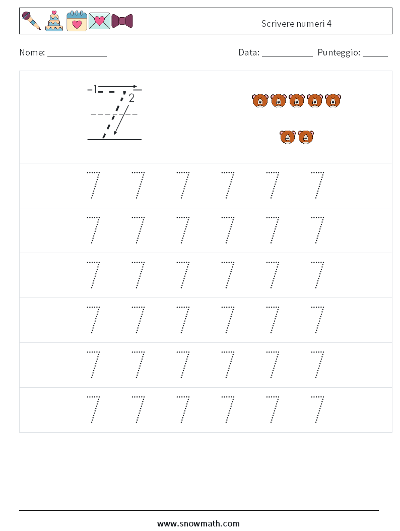 Scrivere numeri 4 Fogli di lavoro di matematica 5