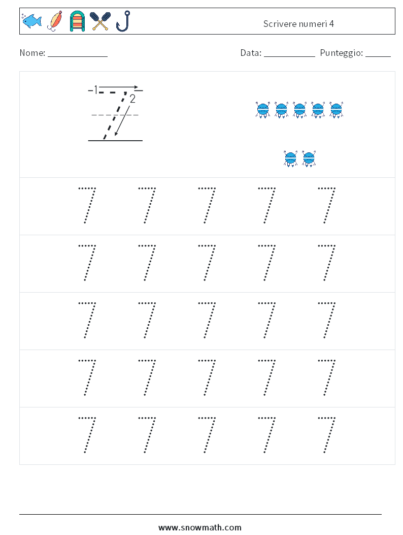 Scrivere numeri 4 Fogli di lavoro di matematica 9