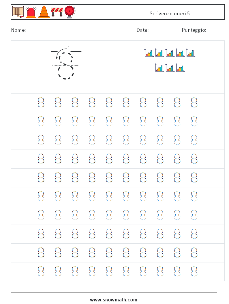 Scrivere numeri 5 Fogli di lavoro di matematica 1