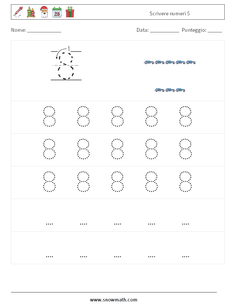 Scrivere numeri 5 Fogli di lavoro di matematica 11