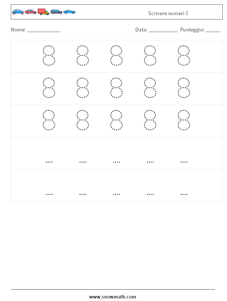 Scrivere numeri 5 Fogli di lavoro di matematica 12