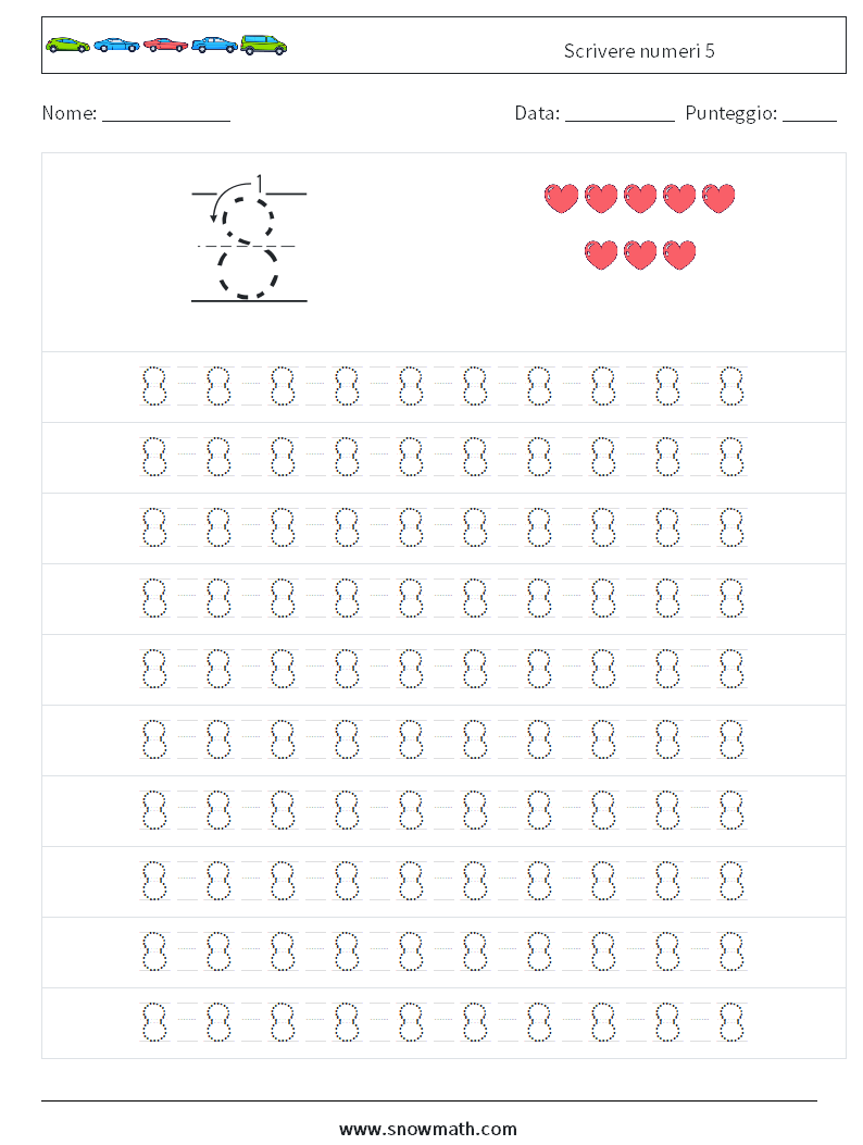 Scrivere numeri 5 Fogli di lavoro di matematica 13