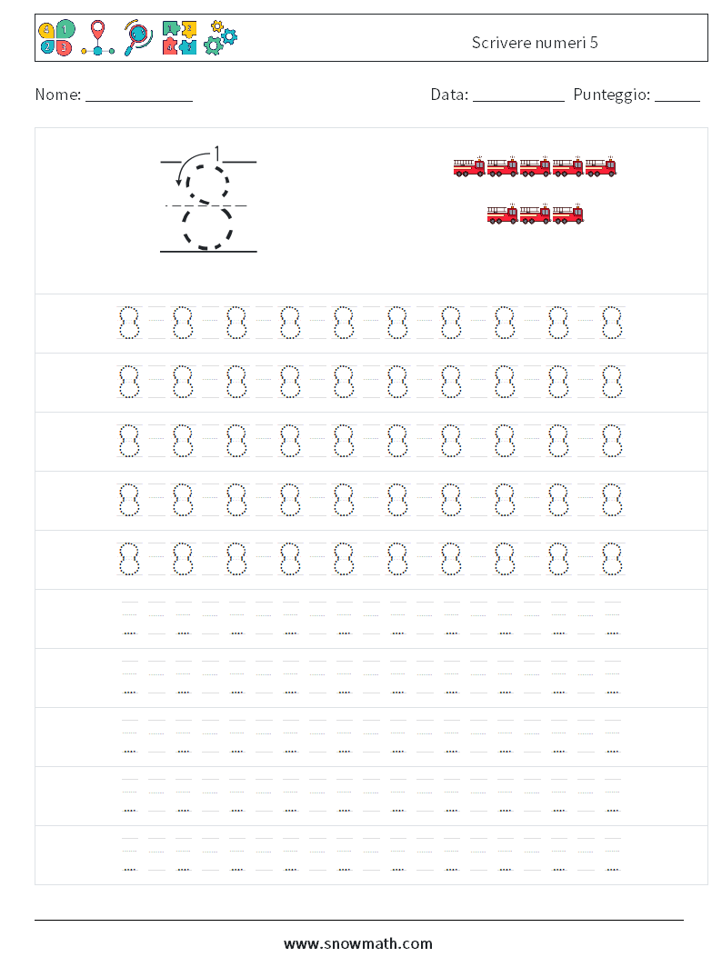 Scrivere numeri 5 Fogli di lavoro di matematica 15