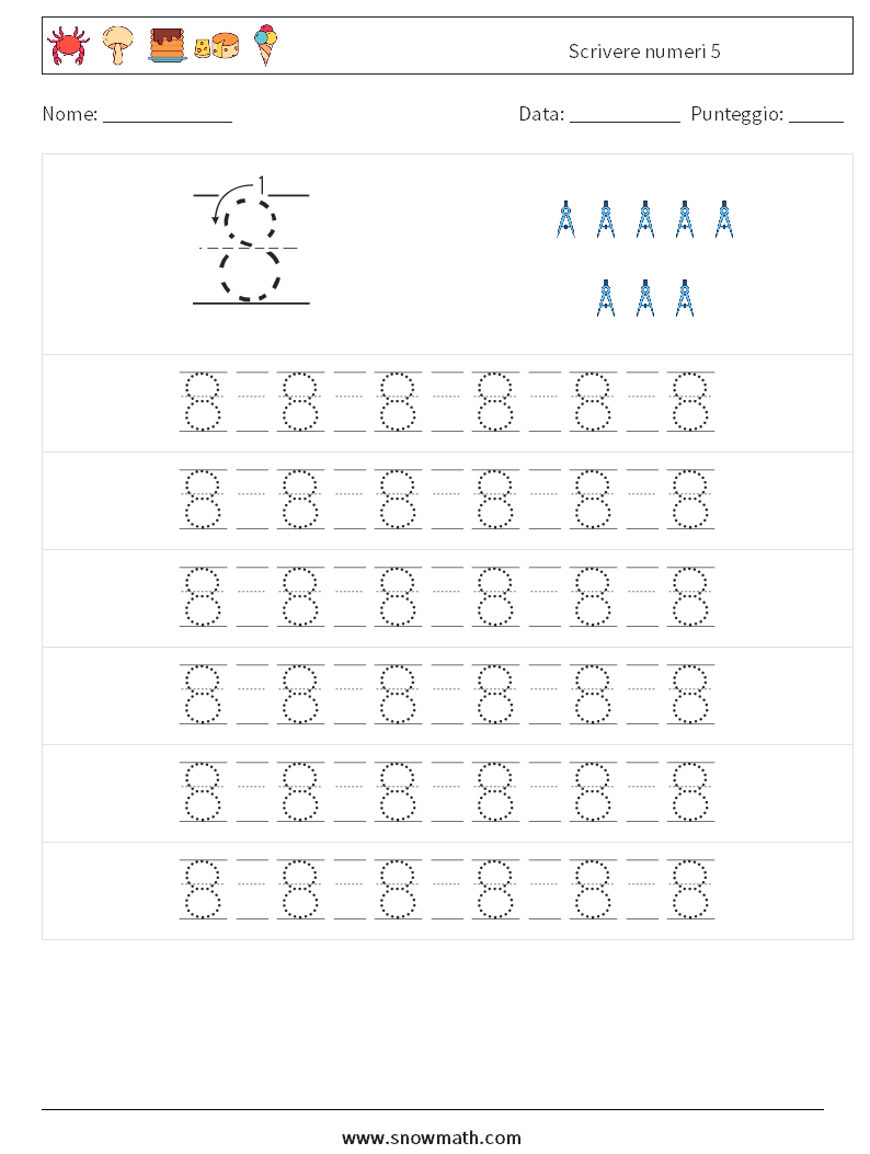 Scrivere numeri 5 Fogli di lavoro di matematica 17