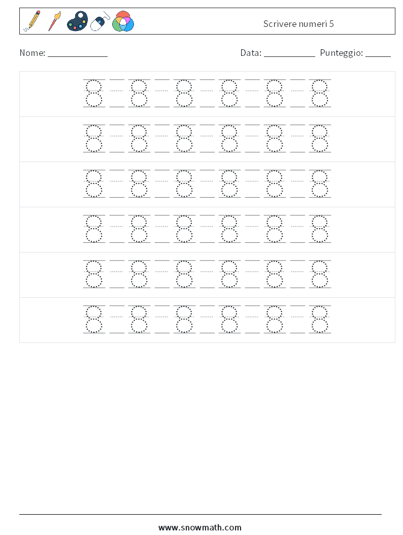 Scrivere numeri 5 Fogli di lavoro di matematica 18