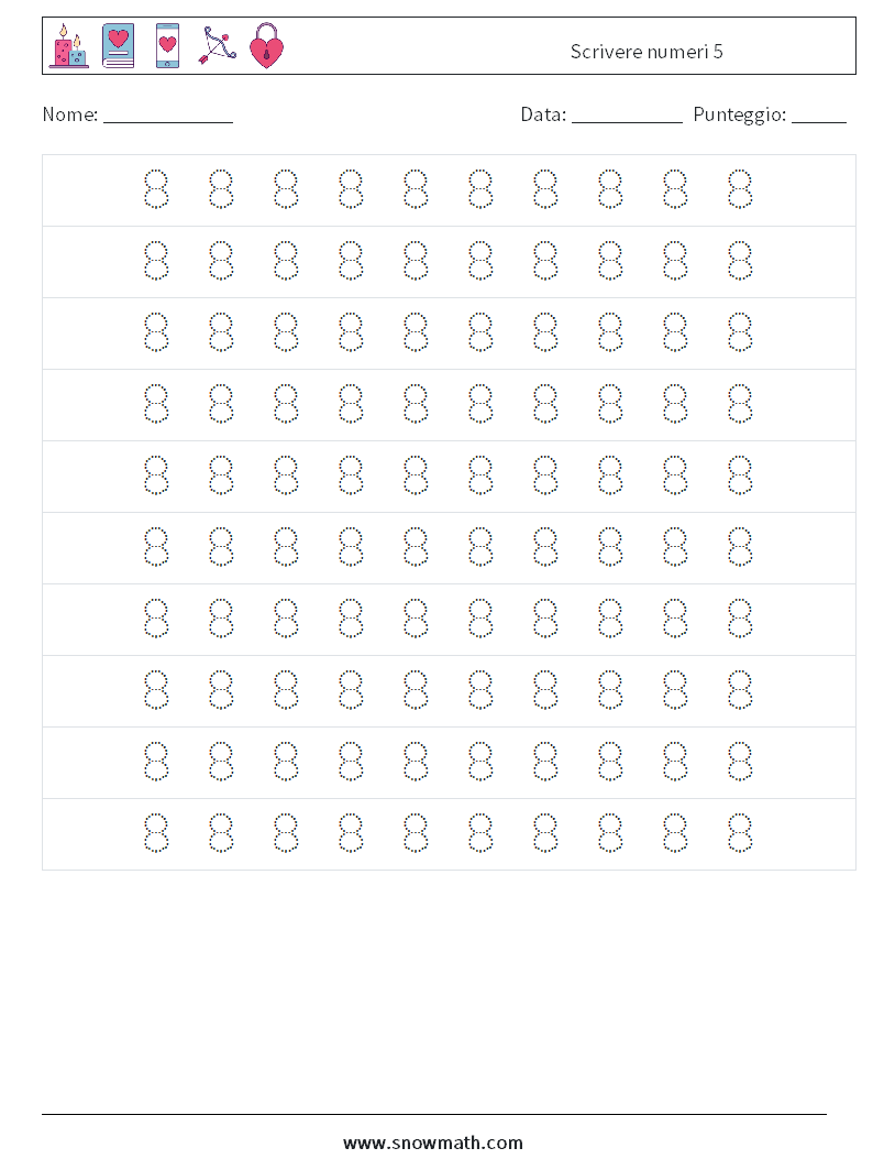 Scrivere numeri 5 Fogli di lavoro di matematica 2