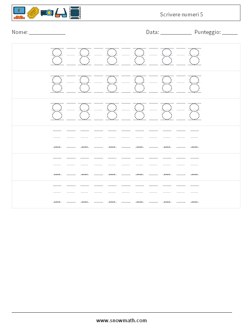 Scrivere numeri 5 Fogli di lavoro di matematica 20