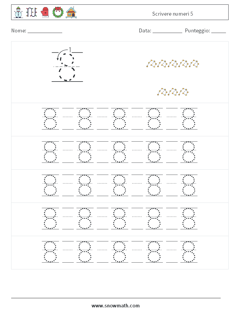 Scrivere numeri 5 Fogli di lavoro di matematica 21