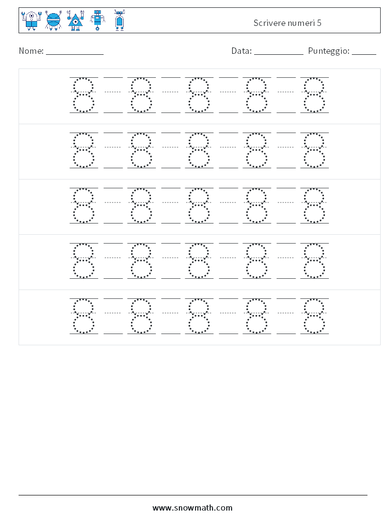 Scrivere numeri 5 Fogli di lavoro di matematica 22