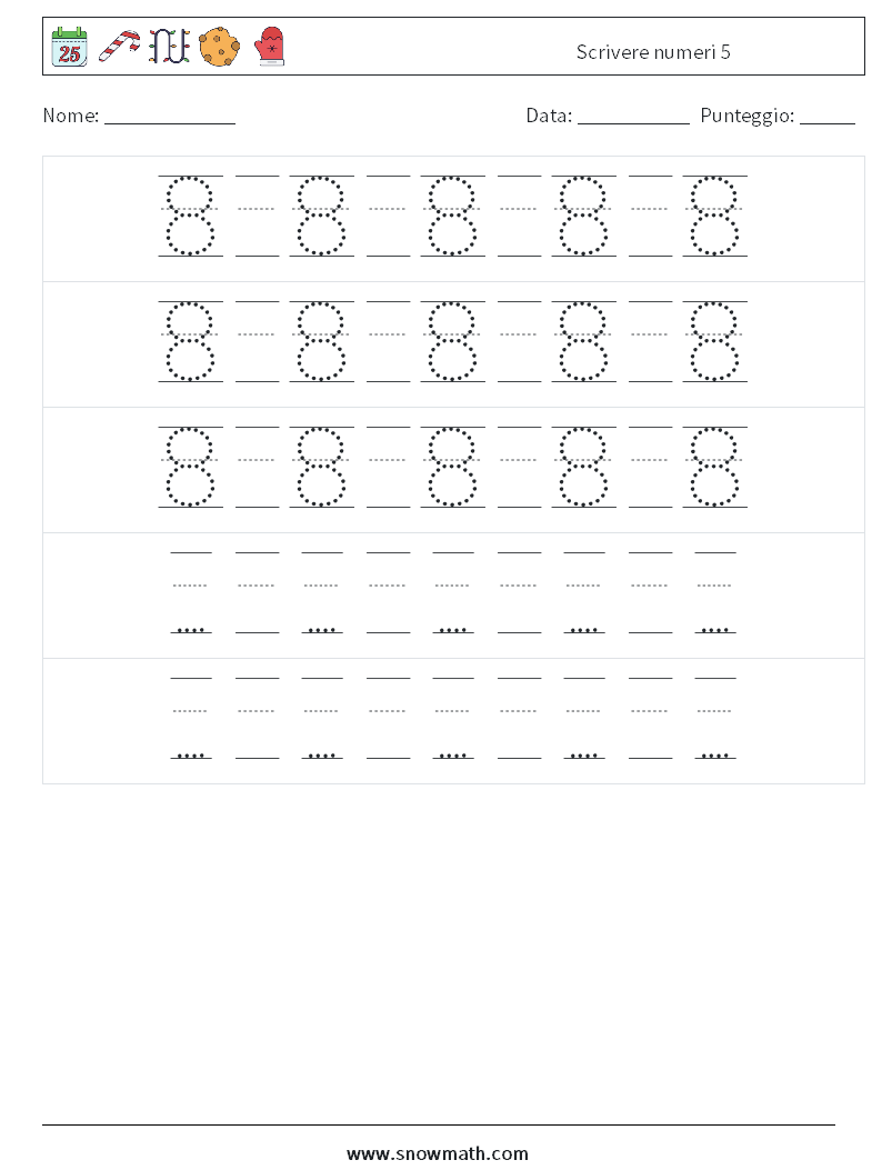 Scrivere numeri 5 Fogli di lavoro di matematica 24