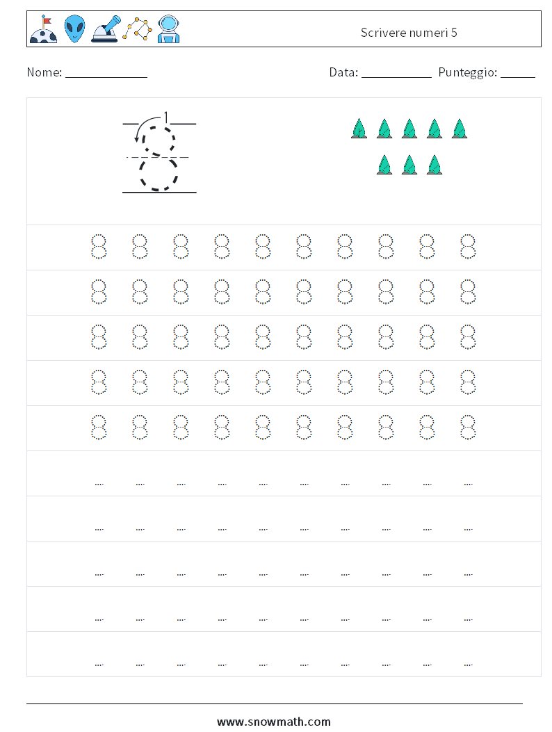 Scrivere numeri 5 Fogli di lavoro di matematica 3