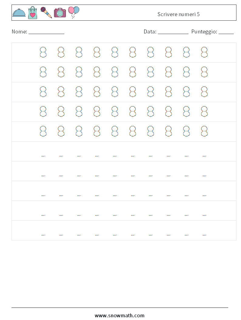 Scrivere numeri 5 Fogli di lavoro di matematica 4