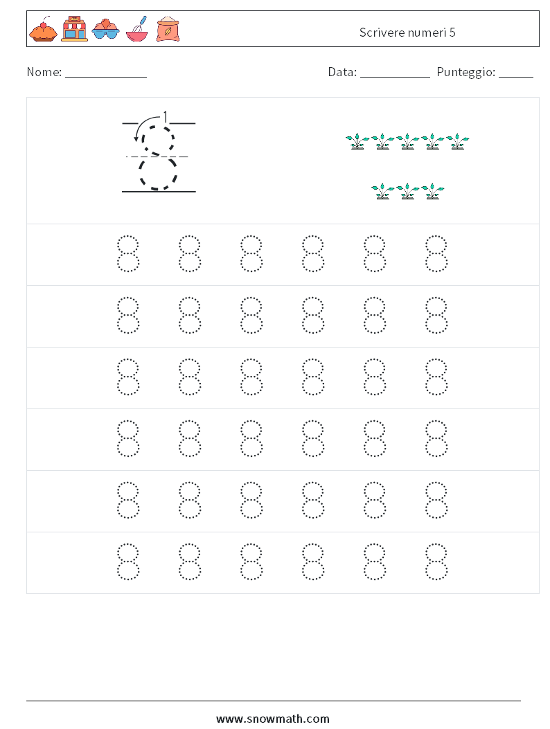 Scrivere numeri 5 Fogli di lavoro di matematica 5