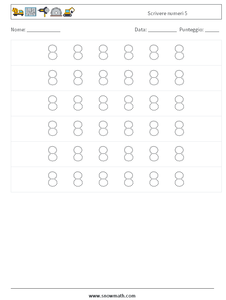 Scrivere numeri 5 Fogli di lavoro di matematica 6