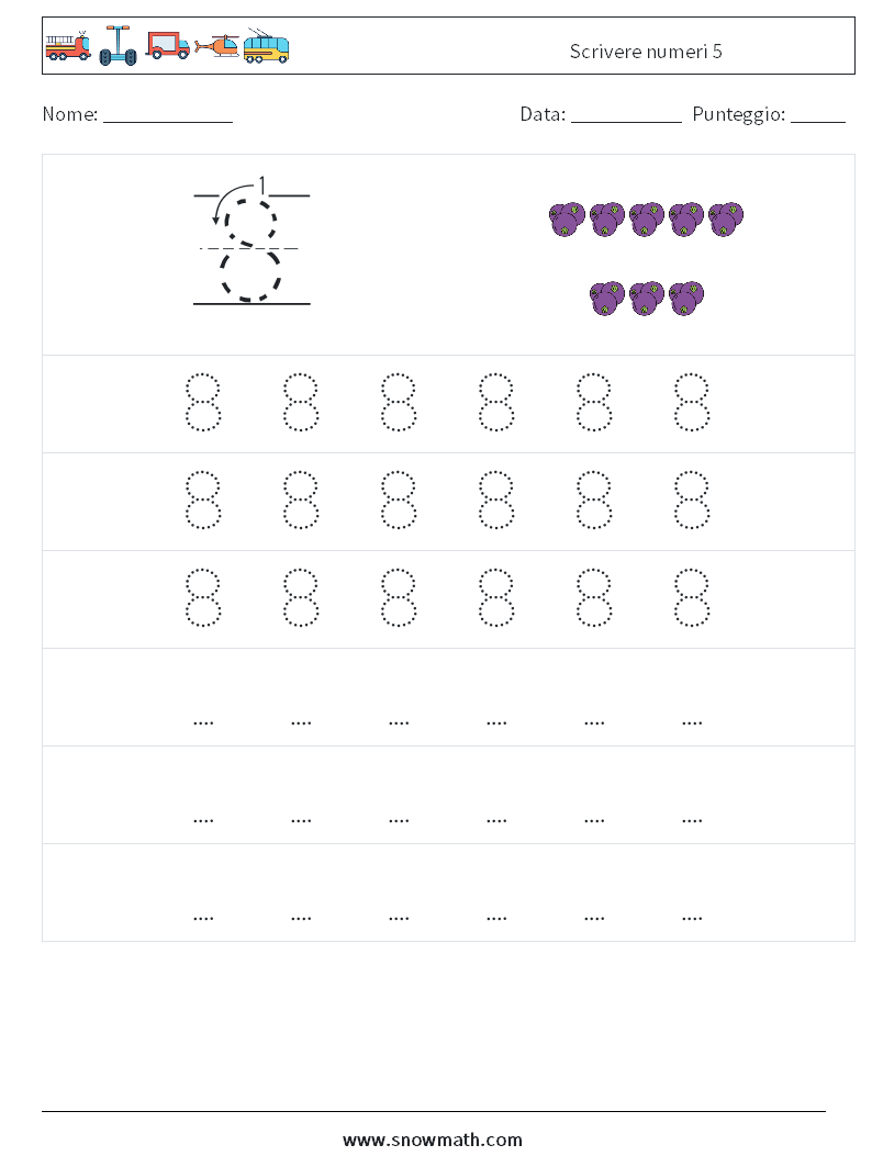 Scrivere numeri 5 Fogli di lavoro di matematica 7