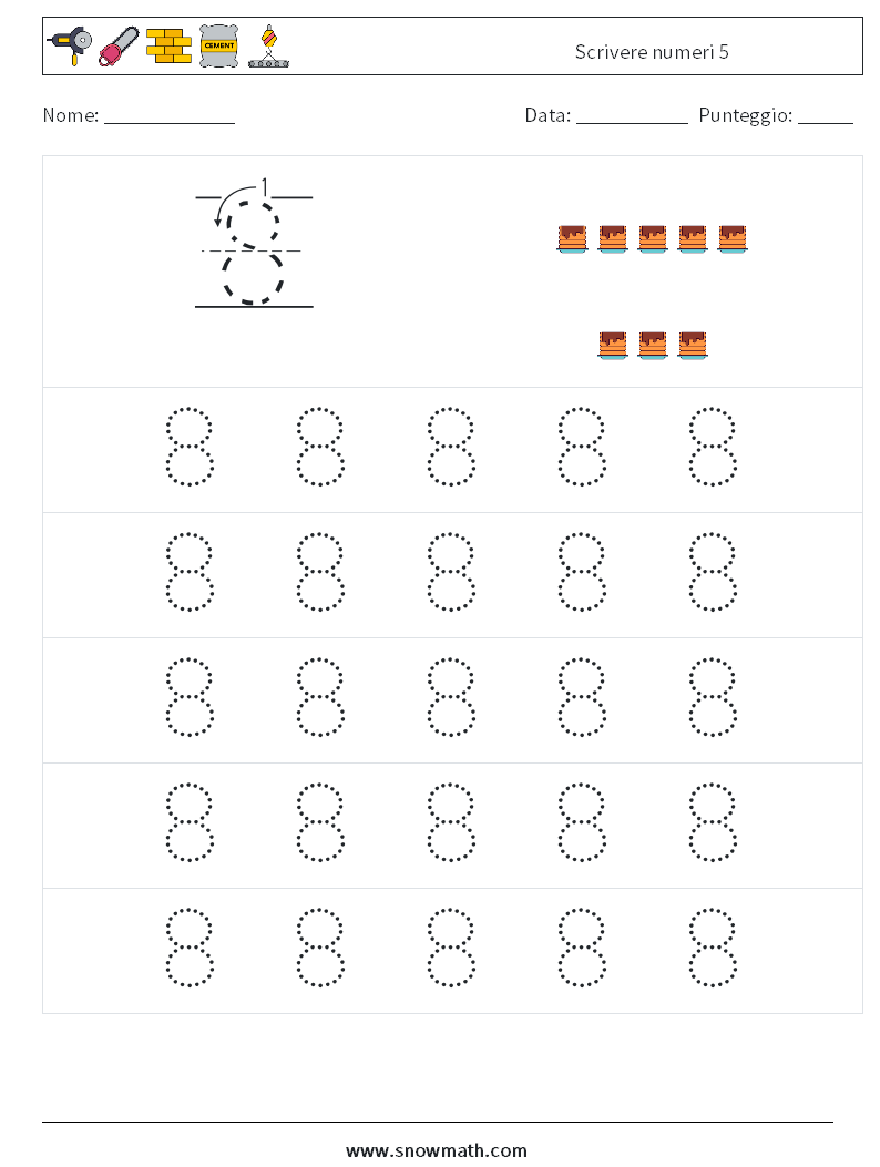 Scrivere numeri 5 Fogli di lavoro di matematica 9