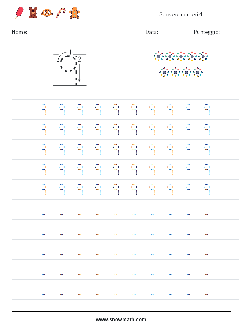Scrivere numeri 4 Fogli di lavoro di matematica 3