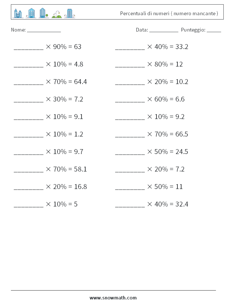 Percentuali di numeri ( numero mancante )