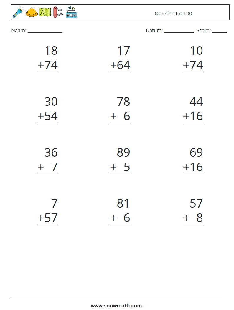 (12) Optellen tot 100