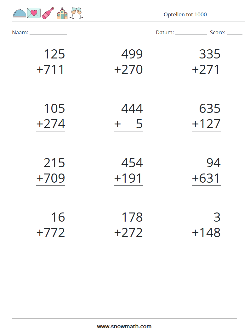 (12) Optellen tot 1000