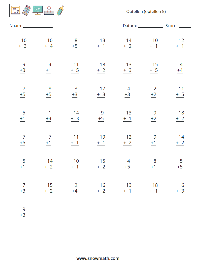 (50) Optellen (optellen 5)