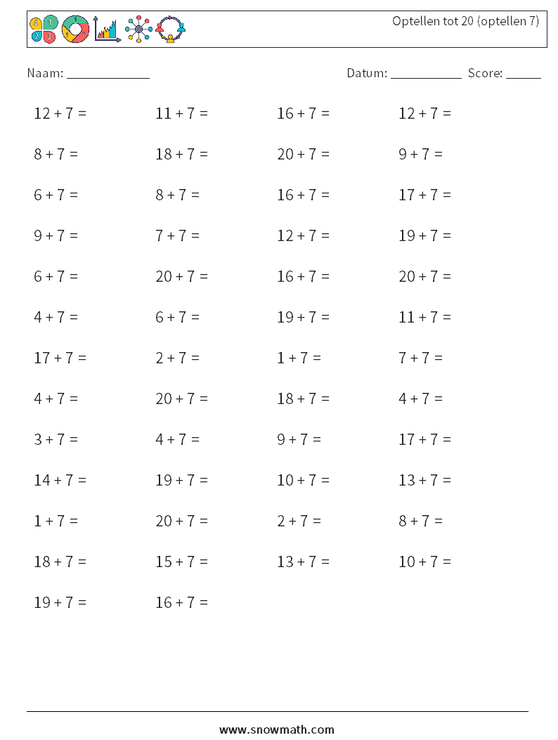 (50) Optellen tot 20 (optellen 7)