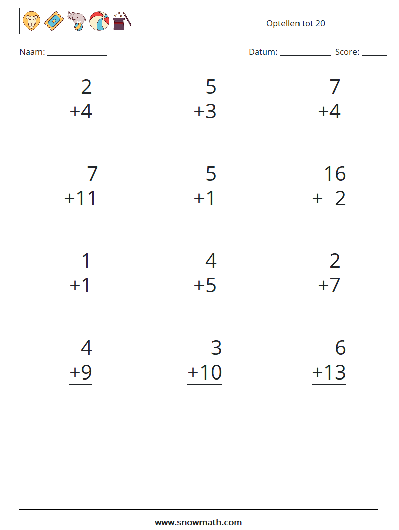 (12) Optellen tot 20