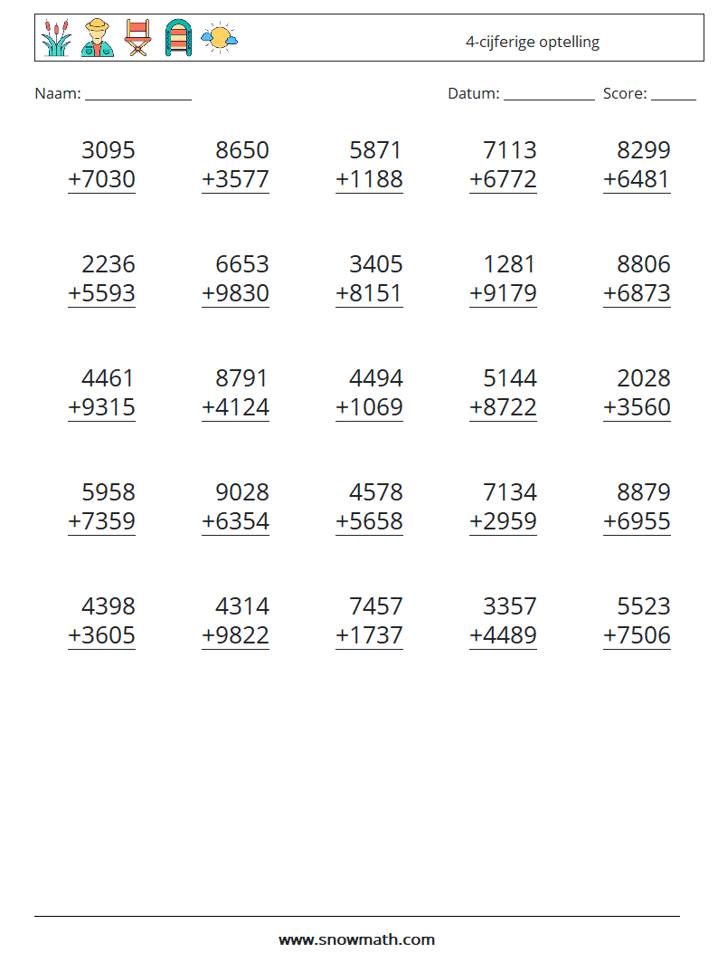 (25) 4-cijferige optelling