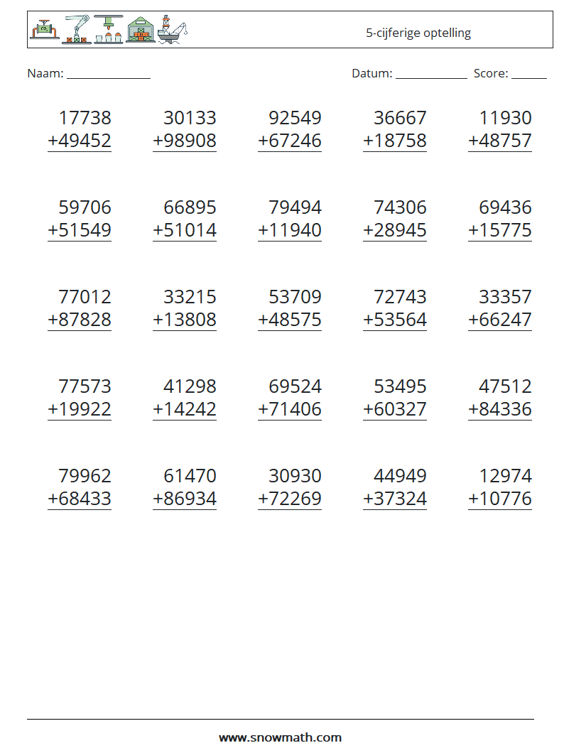 (25) 5-cijferige optelling