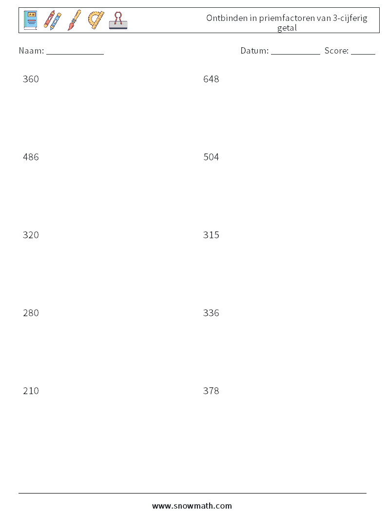 Ontbinden in priemfactoren van 3-cijferig getal