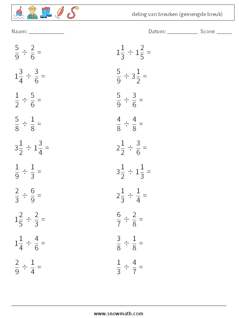 (20) deling van breuken (gemengde breuk)