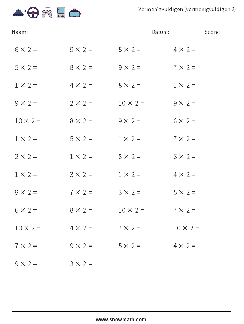 (50) Vermenigvuldigen (vermenigvuldigen 2)