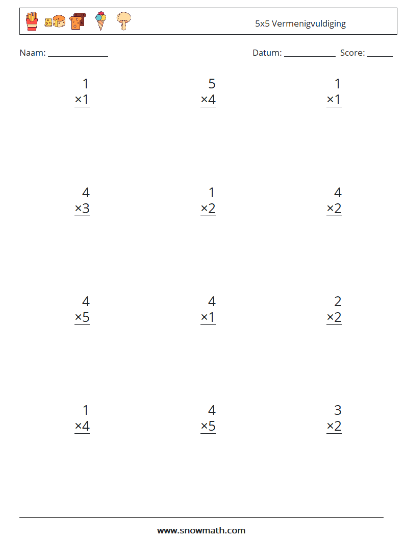 (12) 5x5 Vermenigvuldiging