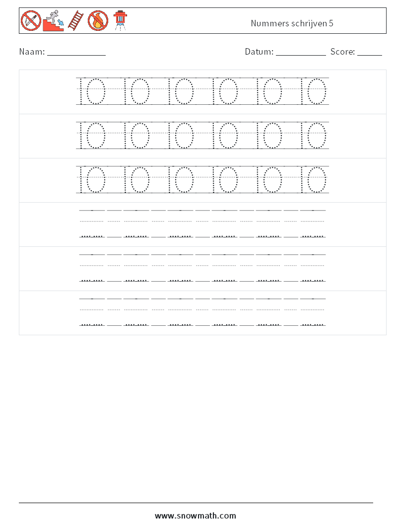 Nummers schrijven 5 Wiskundige werkbladen 20