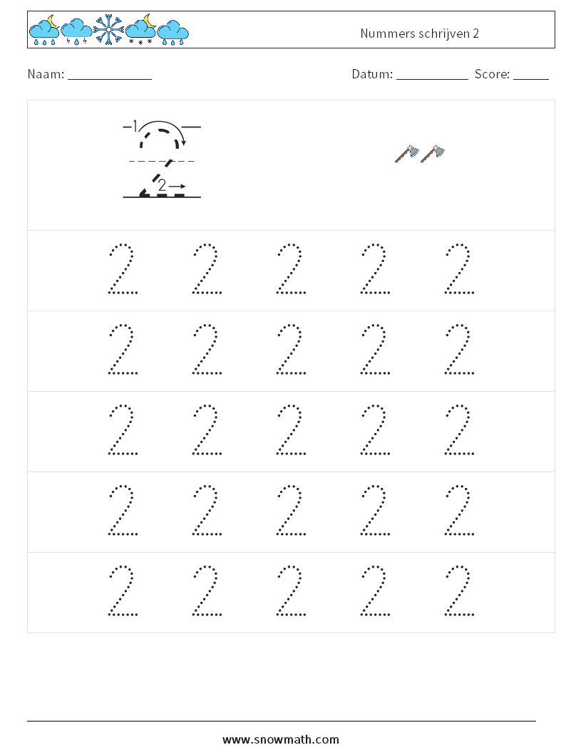 Nummers schrijven 2 Wiskundige werkbladen 9