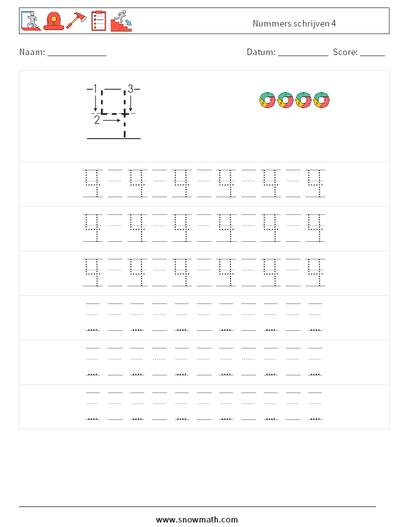 Nummers schrijven 4 Wiskundige werkbladen 19