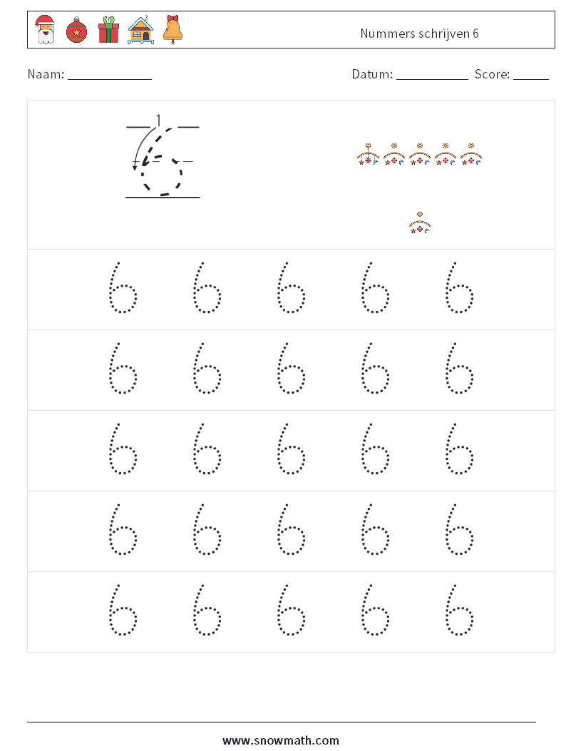 Nummers schrijven 6 Wiskundige werkbladen 9